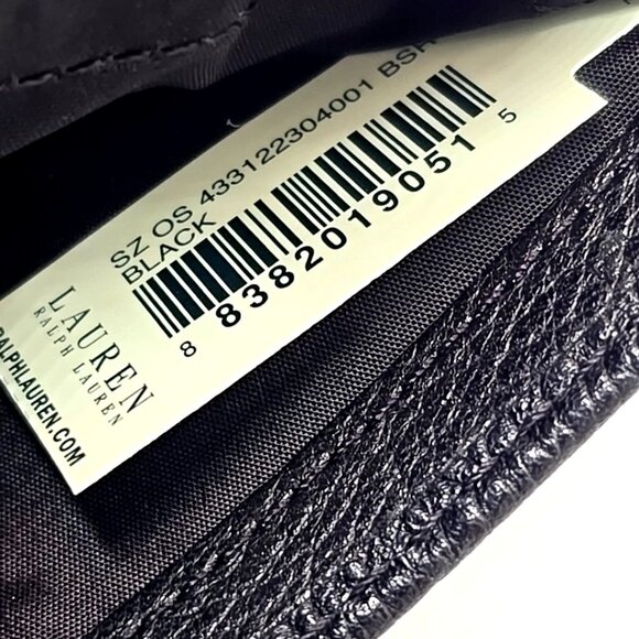 Lauren by Ralph Lauren Black Pebbled Leather Passcase Men's Wallet - Picture 8 of 8